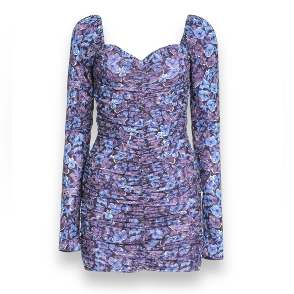 ROTATE | BIRGER CHRISTENSEN Floral Printed Halterneck Ruched Mini Dress | Small - Picture 7 of 16